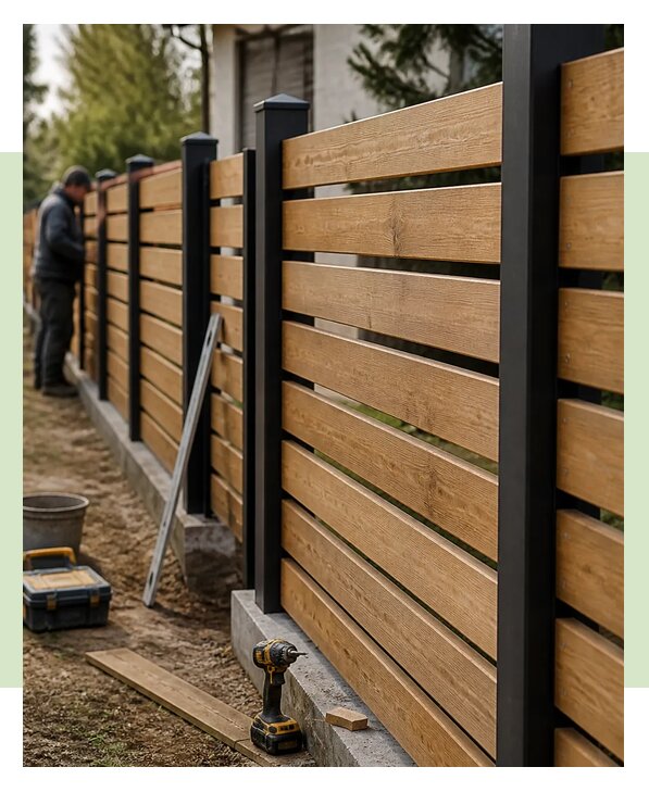 Монтаж горизонтального деревянного забора из дерева в Лиски